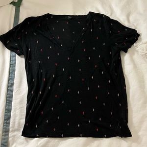 Rails V-Neck Tee with Cactus Pattern